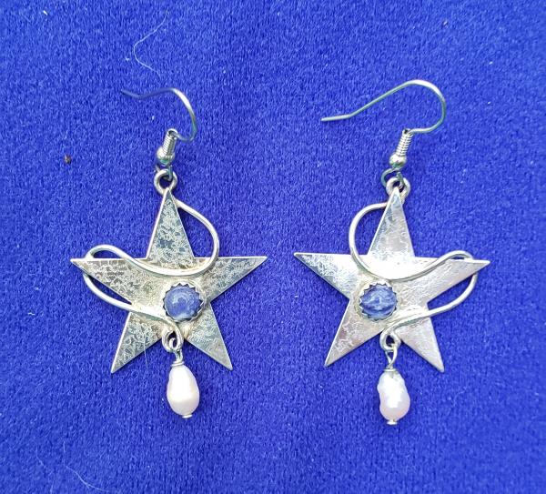 Sterling Silver Star OOAK Earrings w/ Sodalite picture