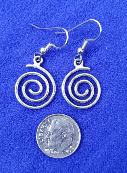 Medium Sterling Silver Spiral Earrings, OOAK picture