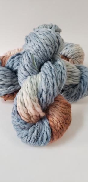 100% Superwash Merino Bulky Yarn - Blue Grey and Chocolate picture