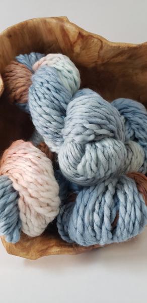 100% Superwash Merino Bulky Yarn - Blue Grey and Chocolate picture