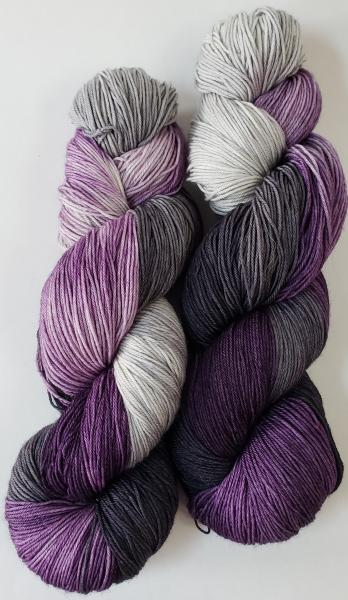 Superwash Merino/Nylon (85/15) Blend Fingering Weight Yarn - Purple and Grey picture