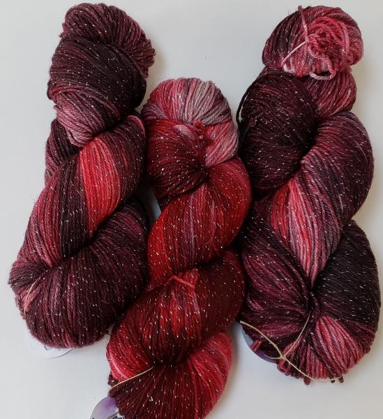 Silver Sparkle Superwash Merino Blend Fingering Weight Yarn - Crimson Slate Sparkle picture