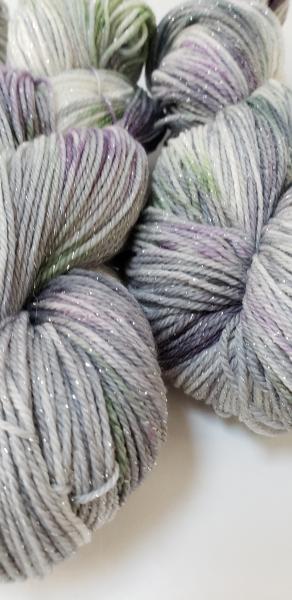 Silver Sparkle Superwash Merino Blend Fingering Weight Yarn - Lavender Steel Sparkle picture