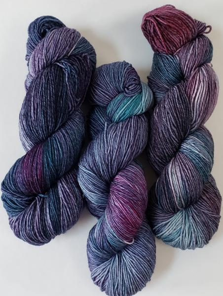 100% Superwash Merino Fingering Weight Yarn - Purple, Teal and Blue picture