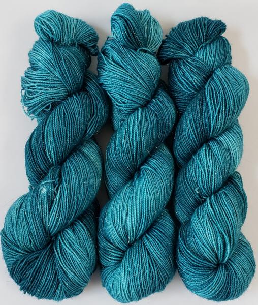 Gold Sparkle Superwash Merino Blend Fingering Weight Yarn - Tempting Teal picture