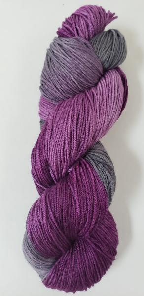 100% Superwash Merino Fingering Weight Yarn - Purple and Grey picture