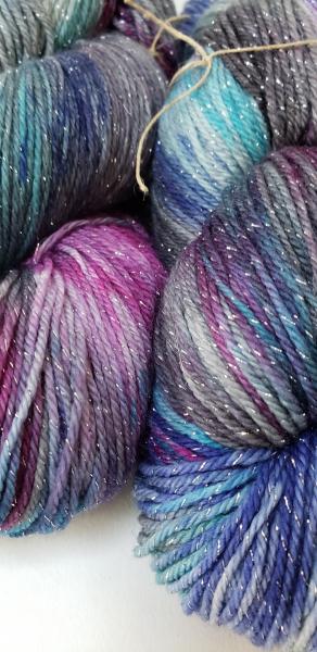 Silver Sparkle Superwash Merino Blend Fingering Weight Yarn - Galaxy picture