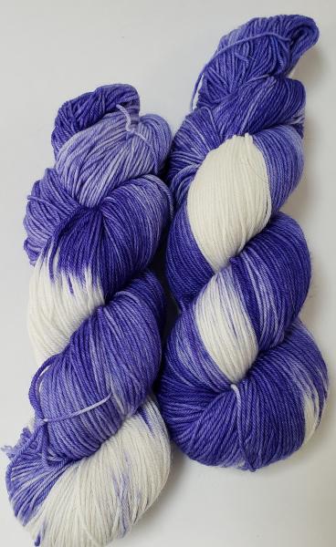 100% Superwash Merino Fingering Weight Yarn - Purple and White picture