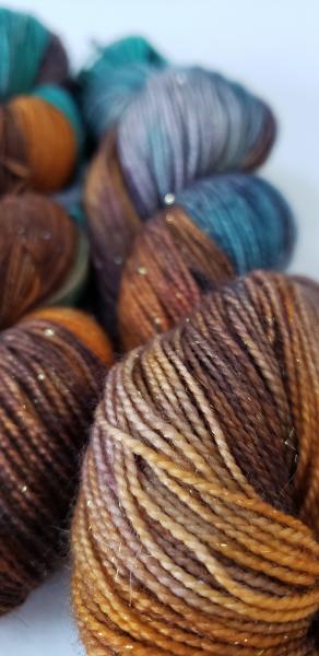 Gold Sparkle Superwash Merino Blend Fingering Weight Yarn - Tortoise Shell picture