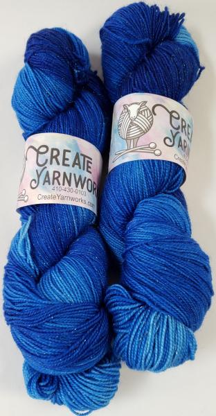 Gold Sparkle Superwash Merino Blend Fingering Weight Yarn - Tonal Blue picture