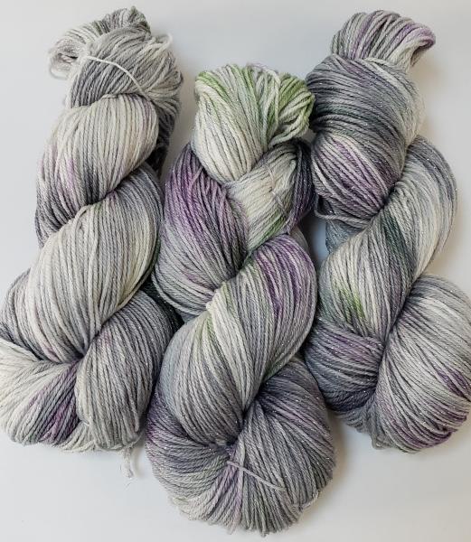 Silver Sparkle Superwash Merino Blend Fingering Weight Yarn - Lavender Steel Sparkle picture