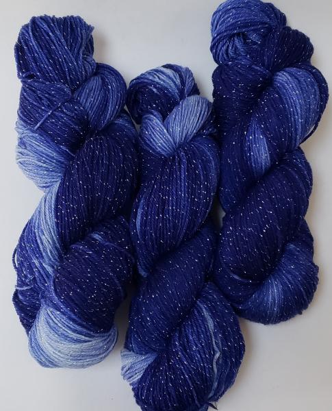 Silver Sparkle Superwash Merino Blend Fingering Weight Yarn - Tonal Blue Sparkle picture