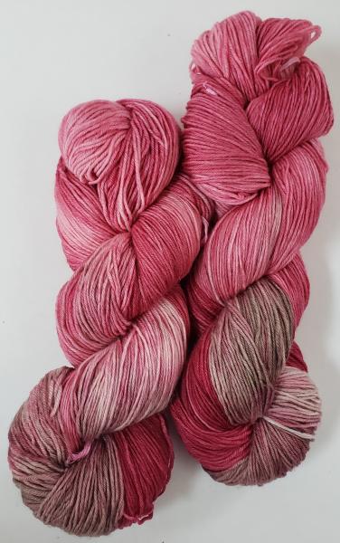 100% Superwash Merino Fingering Weight Yarn - Tonal Pink with Tan picture