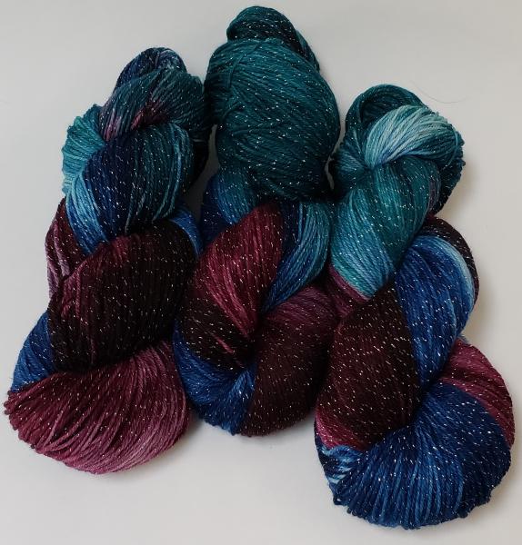 Silver Sparkle Superwash Merino Blend Fingering Weight Yarn - Jewel Tones Sparkle