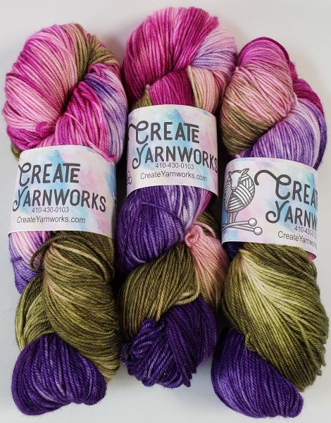 Cashmere/Superwash Merino Blend Fingering Weight Yarn - Purple, Pink and Green picture