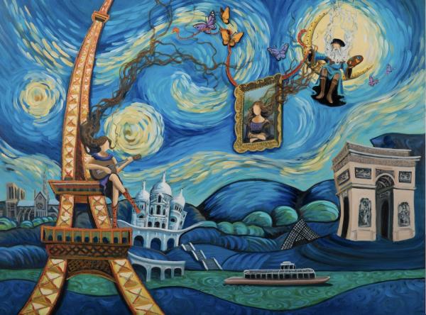 Starry night in Paris - notecard picture