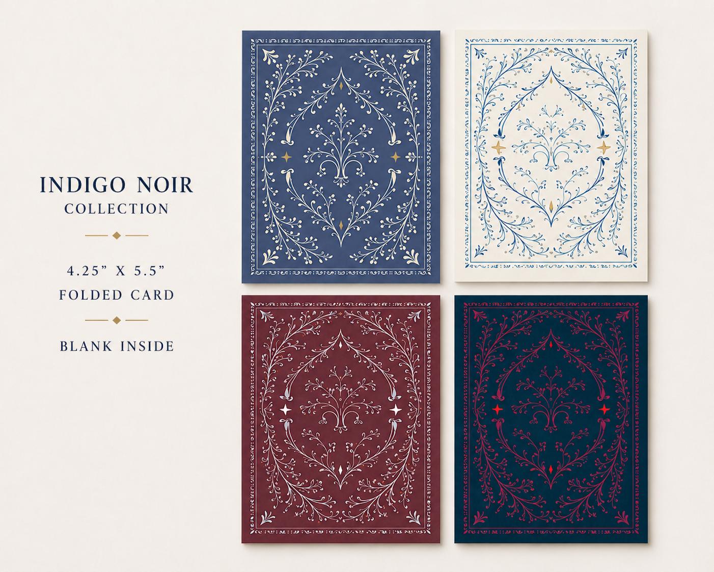 Indigo Noir Collection - Folded Card Set Of 12; 4 Designs picture