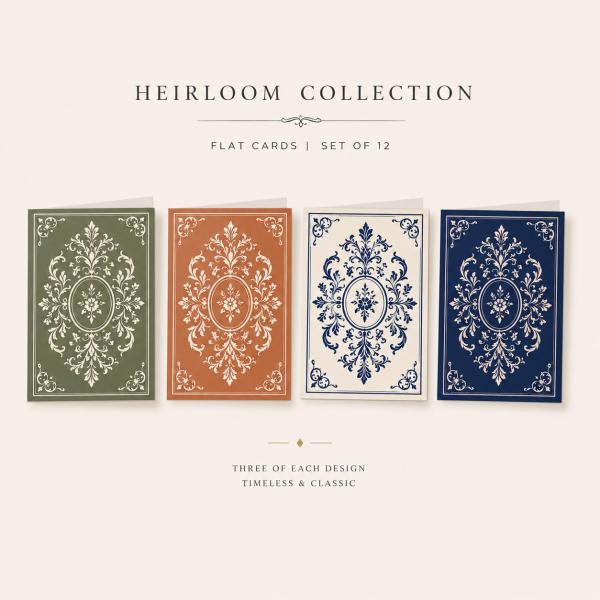 Heirloom Collection - Flat Card Set Of 12; 4 Designs