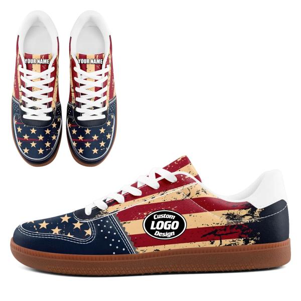Personalized America Flag Sneakers, Custom Eagle And Pride Veteran Shoes, Comfortable Skate Shoes