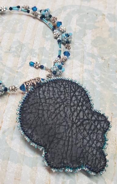 Icy Blue Bead Embroidery Pendant Necklace picture