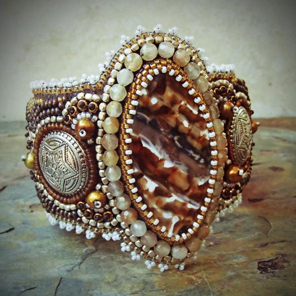 Palomino Bead Embroidery Cuff Bracelet