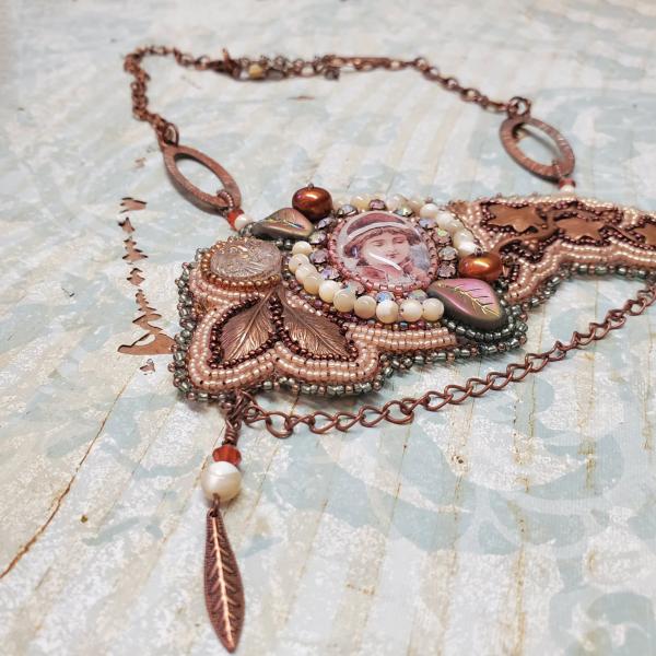 Edwardian Asymetrical Bead Embroidery Necklace picture