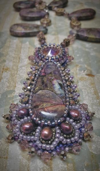 Purple Dragon Bead Embroidery Beaded Necklace picture