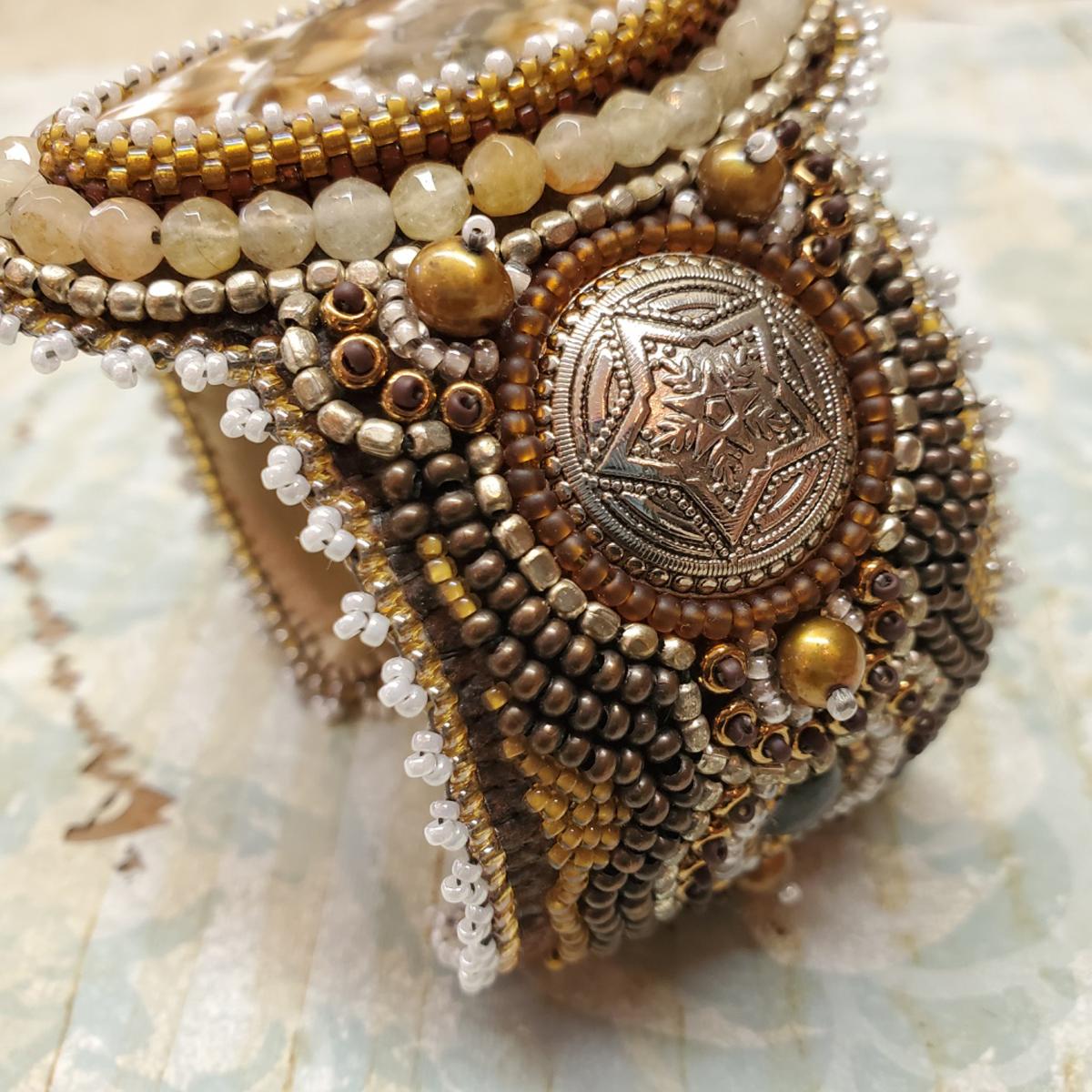 Palomino Bead Embroidery Cuff Bracelet picture