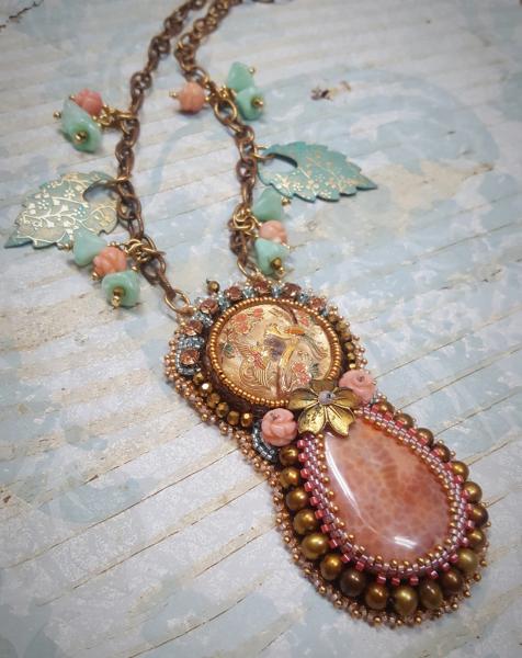 Monet's Garden Bead Embroidery Necklace picture