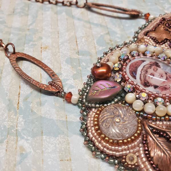 Edwardian Asymetrical Bead Embroidery Necklace picture