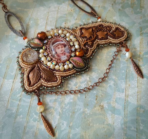 Edwardian Asymetrical Bead Embroidery Necklace