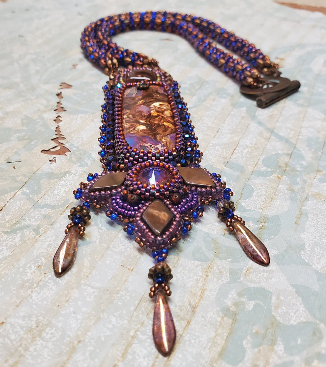 Shalimar Bead Embroidery and Bead Woven Necklace picture