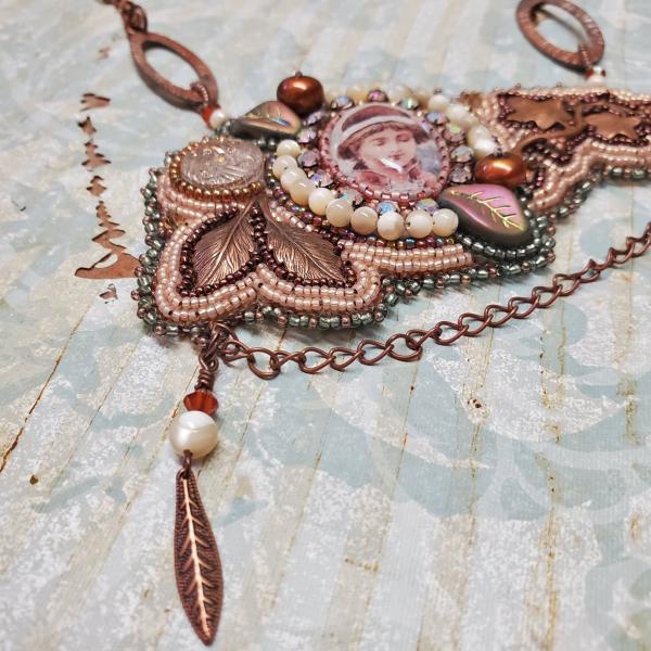 Edwardian Asymetrical Bead Embroidery Necklace picture