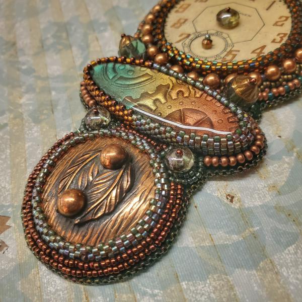 Timepiece Bead Embroidery Necklace picture