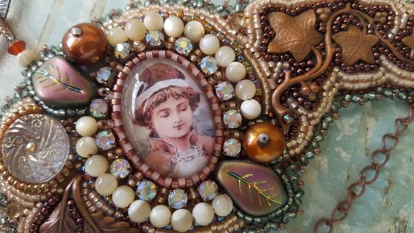 Edwardian Asymetrical Bead Embroidery Necklace picture