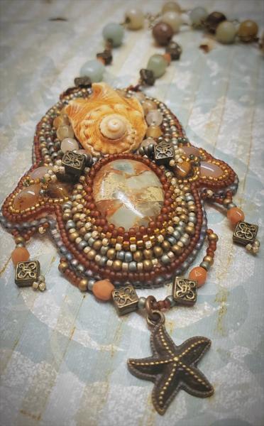 Tidal Pool Bead Embroidery Beaded Necklace picture