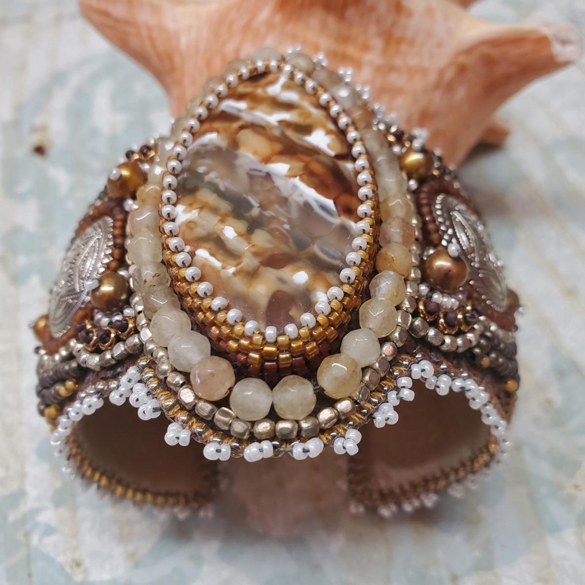 Palomino Bead Embroidery Cuff Bracelet picture