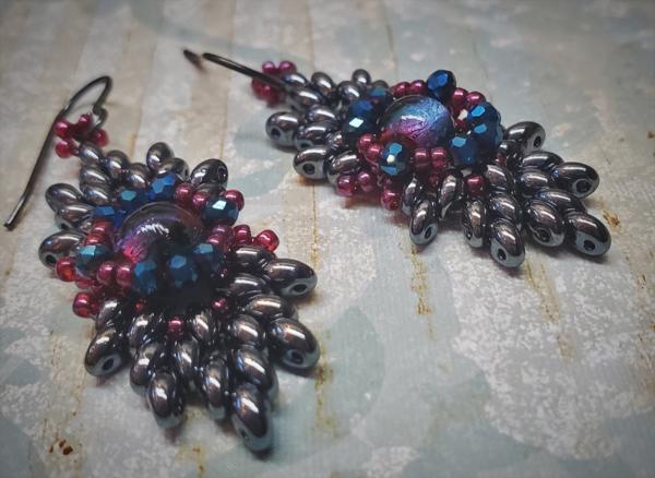 Icarus Bead Woven Earrings Dark Pewter