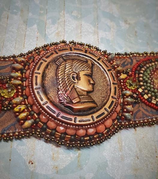 Vintage Art Deco Button Bead Embroidery Cuff picture