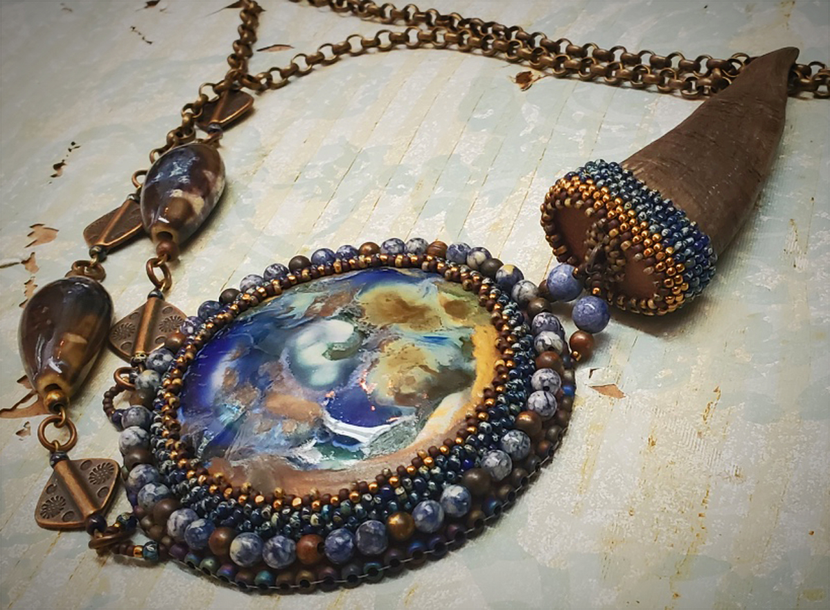 Yael Bead Embroidery Long Length Pendant Necklace picture