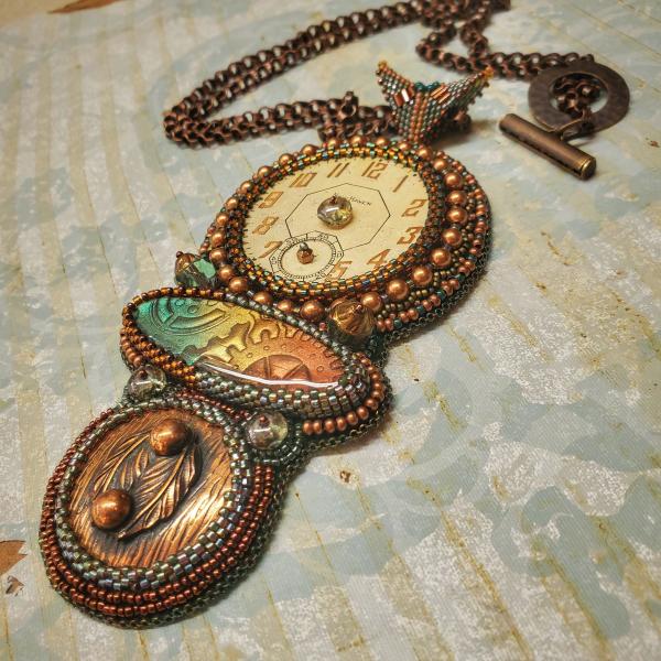 Timepiece Bead Embroidery Necklace picture