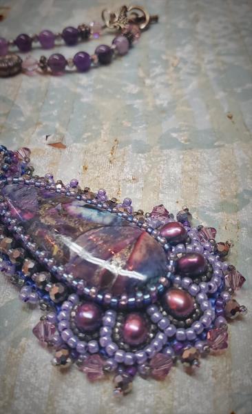 Purple Dragon Bead Embroidery Beaded Necklace picture