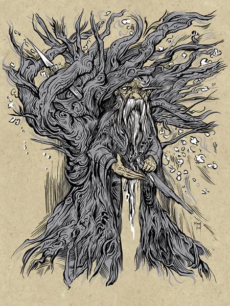 Odin on a Windy Tree - Silk Screen picture