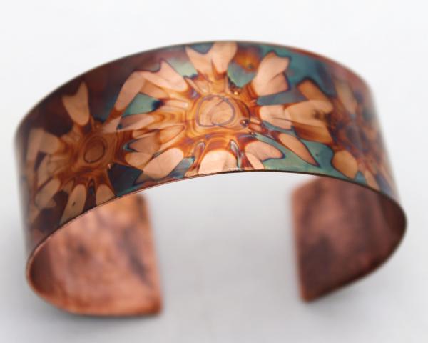 Flame Painted Copper Cuff - 1 inch width picture