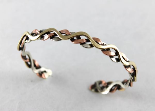 Sterling Silver, Copper and Brass Woven Cuff