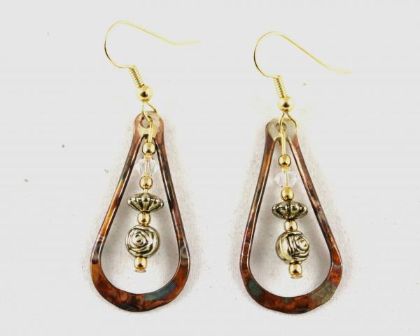 Flame Painted Copper Earrings with Crystal
