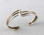 Triple Wave Cuff in Sterling SIlver, Copper and Brass