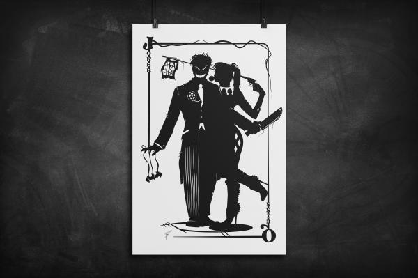 Joker & Harley silhouette art print picture