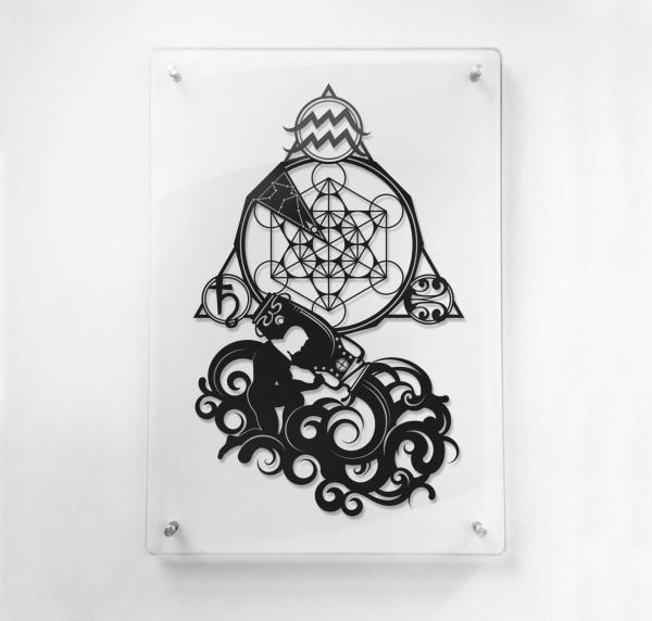 Aquarius - Zodiac paper cut - Framed