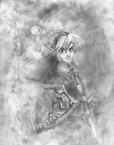 Link - Legend of Zelda graphite art print picture